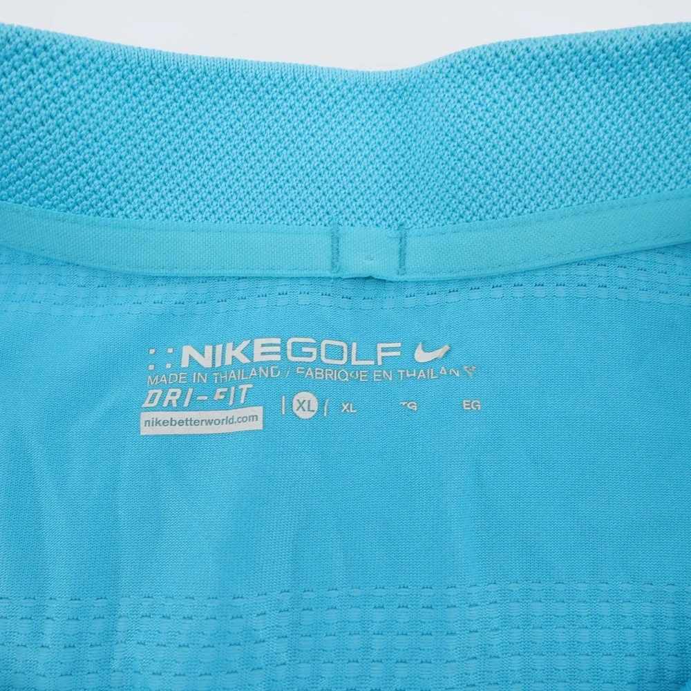 Nike Golf Dri-FIT Textured Performance Polo Shirt Aqua Blue Short Sleeve Mens XL